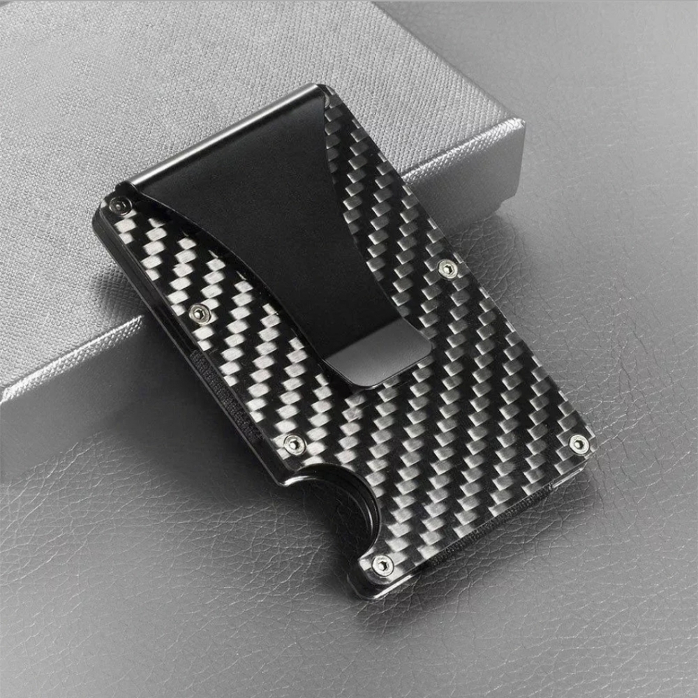 Mens RFID Blocking Carbon Fiber Slim Money Clip Wallet ID Credit Card Holder